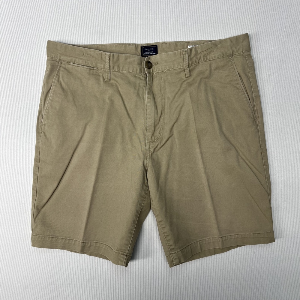Gap Shorts Mens 38 Beige Slim Stretch Chino Flat Front 10 Inseam Pockets